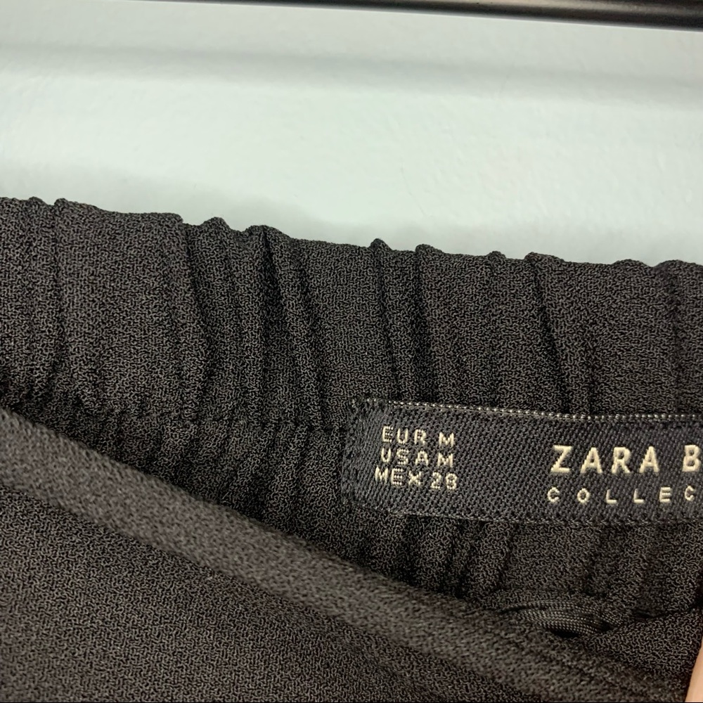 Zara Basics Black with Gold Pipping Skinny Trouser Size Medium - Picture 7 of 8
